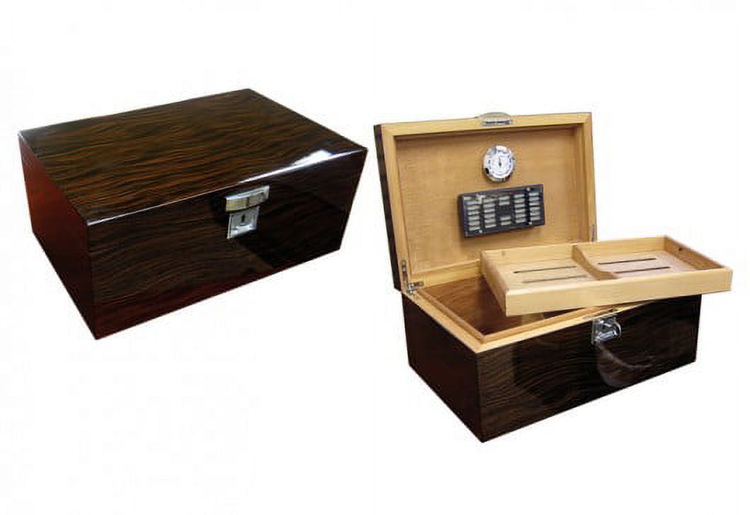 Princeton Ebony Desktop Cigar Humidor - High Gloss Ebony Finish - Capacity: 130