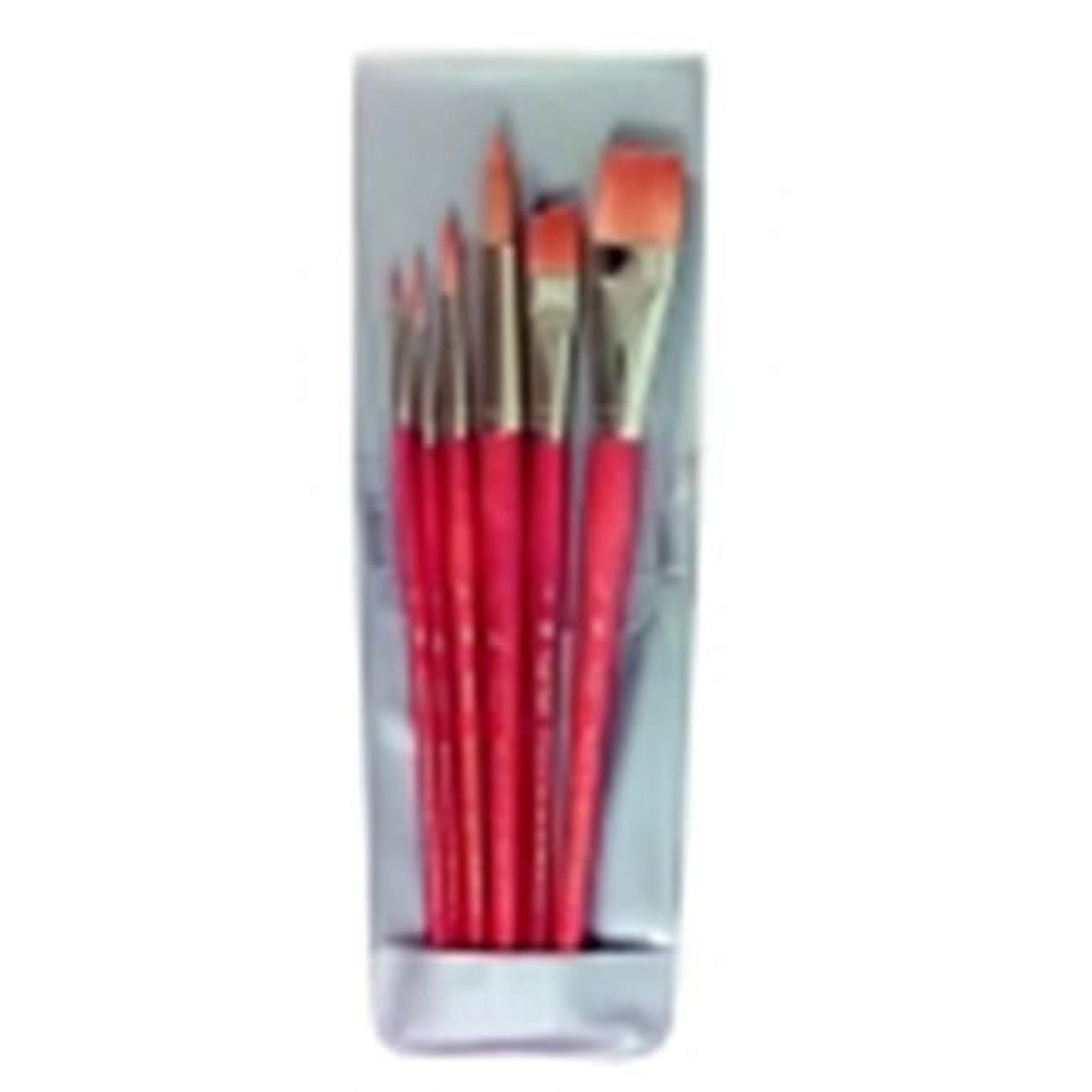 Princeton Economy Assorted Trim Short Handle Paint Brush Set, Brown, Set - 6