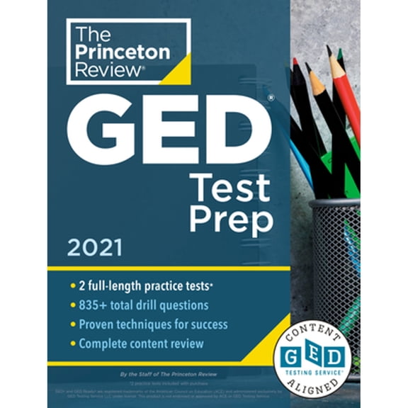 Pre-Owned Princeton Review GED Test Prep, 2021: Practice Tests + Review & Techniques + Online Features (Paperback) 0525569391 9780525569398