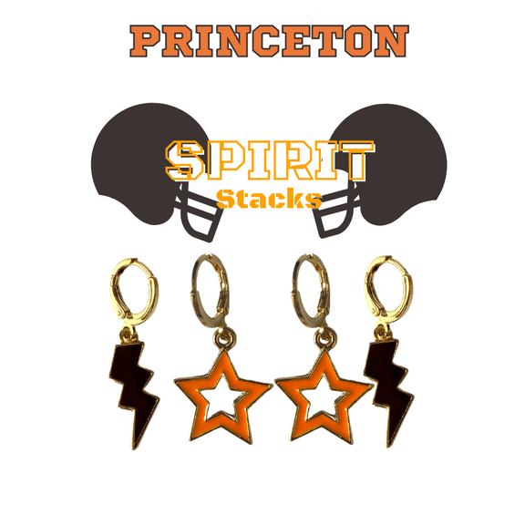Princeton University Spirit Earring Stack For Tigers Game Day black | orange