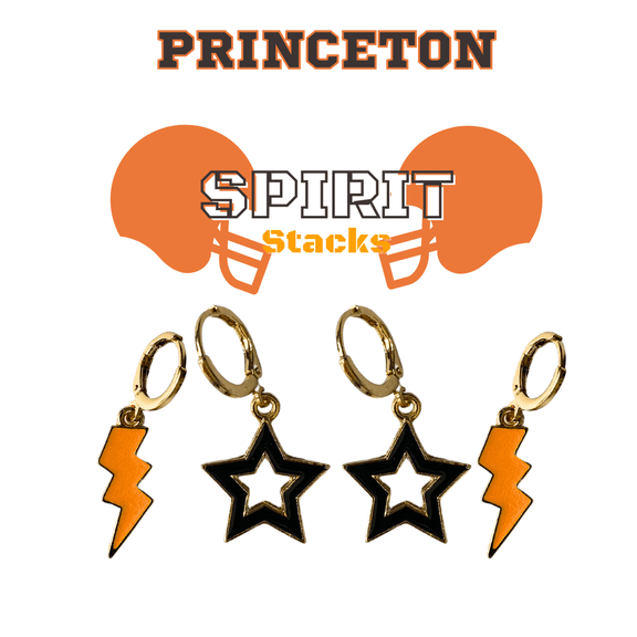 Princeton University Spirit Earring Stack For Tigers Game Day orange | black