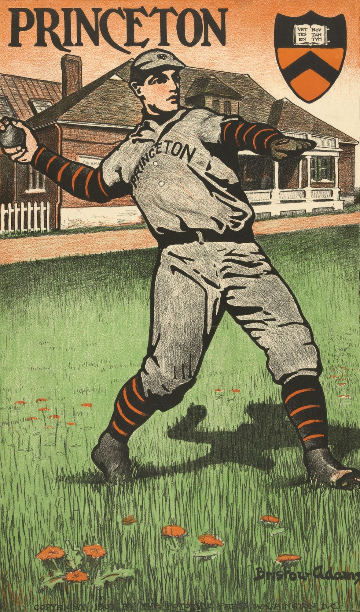 Princeton baseball player Canvas Art - Bristow Adams (18 x 24)