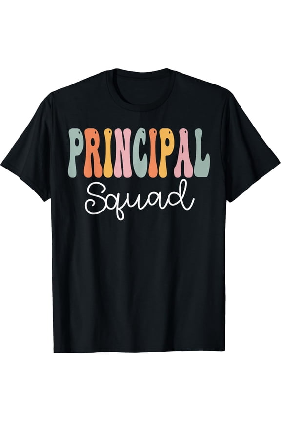Principal Squad Retro Groovy Women Happy First Day Of School T-Shirt