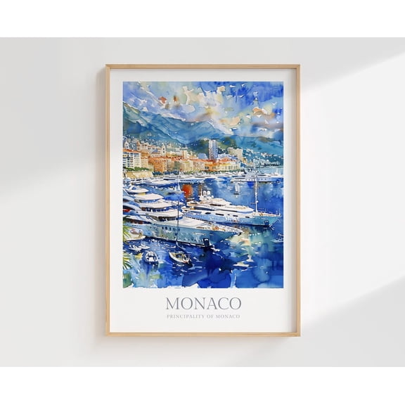 Principality Of Monaco Wall Art Decor French Riviera Poster Poster, Unframed Size 8x12