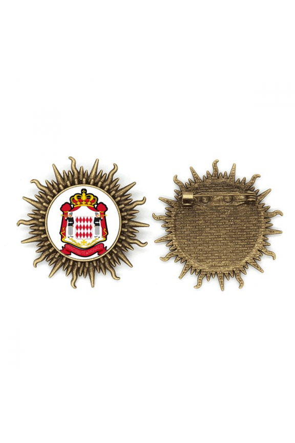 Principality of Monaco National Emblem Metall Sonne Brosche Haken Pin