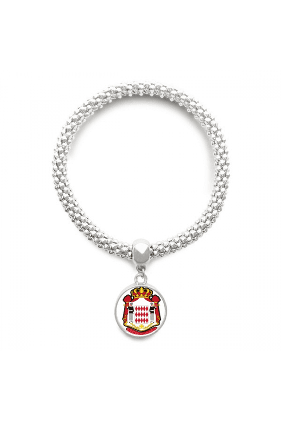 Principality of Monaco National Emblem Sliver Bracelet Pendant Jewelry Chain Adjustable Bangle