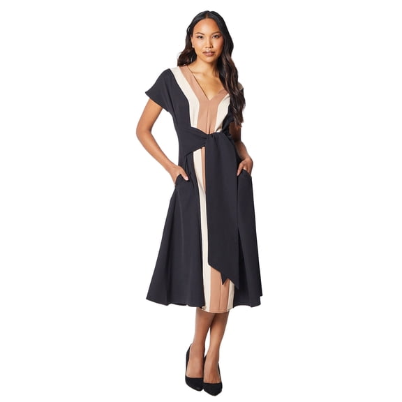 Principles Womens Colour Block Tie Belt Midi Dress