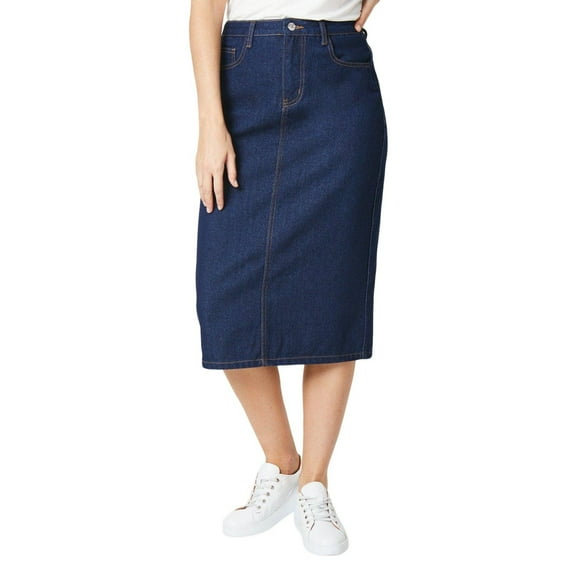 Principles Womens Denim Split Hem Midi Skirt