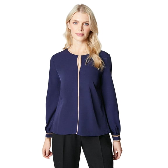 Principles Womens Premium Contrast Piping Blouse