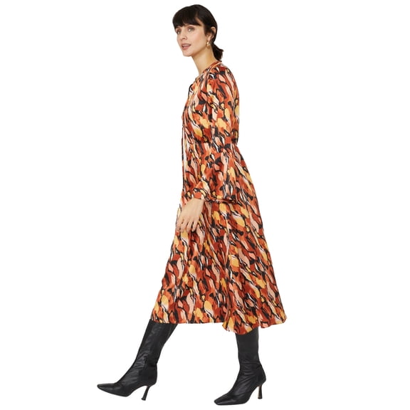 Principles Womens Printed Tie Neck Midi Dress