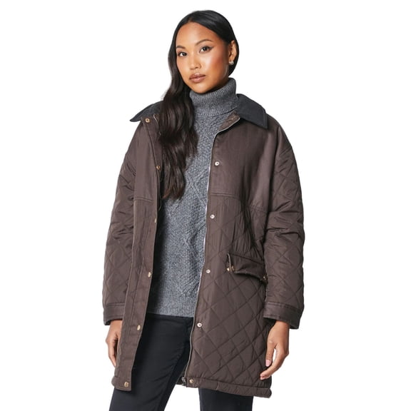 Principles Womens Quilted Corduroy Collar Jacket