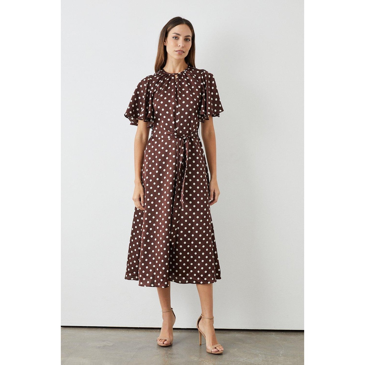 Principles Womens Spotted Keyhole Midi Dress - Walmart.com