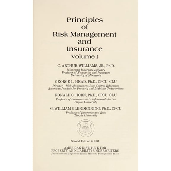 Pre-Owned Principles of Risk Management and Insurance (Hardcover) 9780894630224