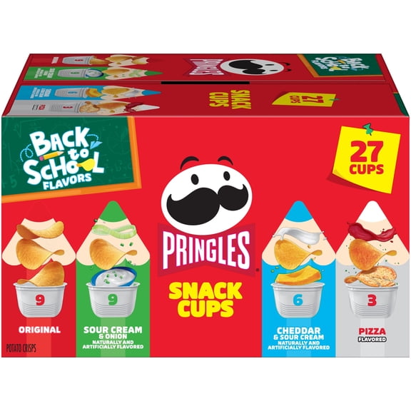 Pringles Variety Pack Potato Crisps Chips, Back to School, 27 Count