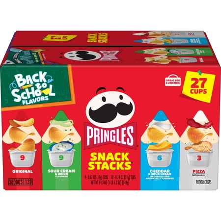 Pringles Variety Pack Potato Crisps Chips, Lunch Snacks, 27 Count
