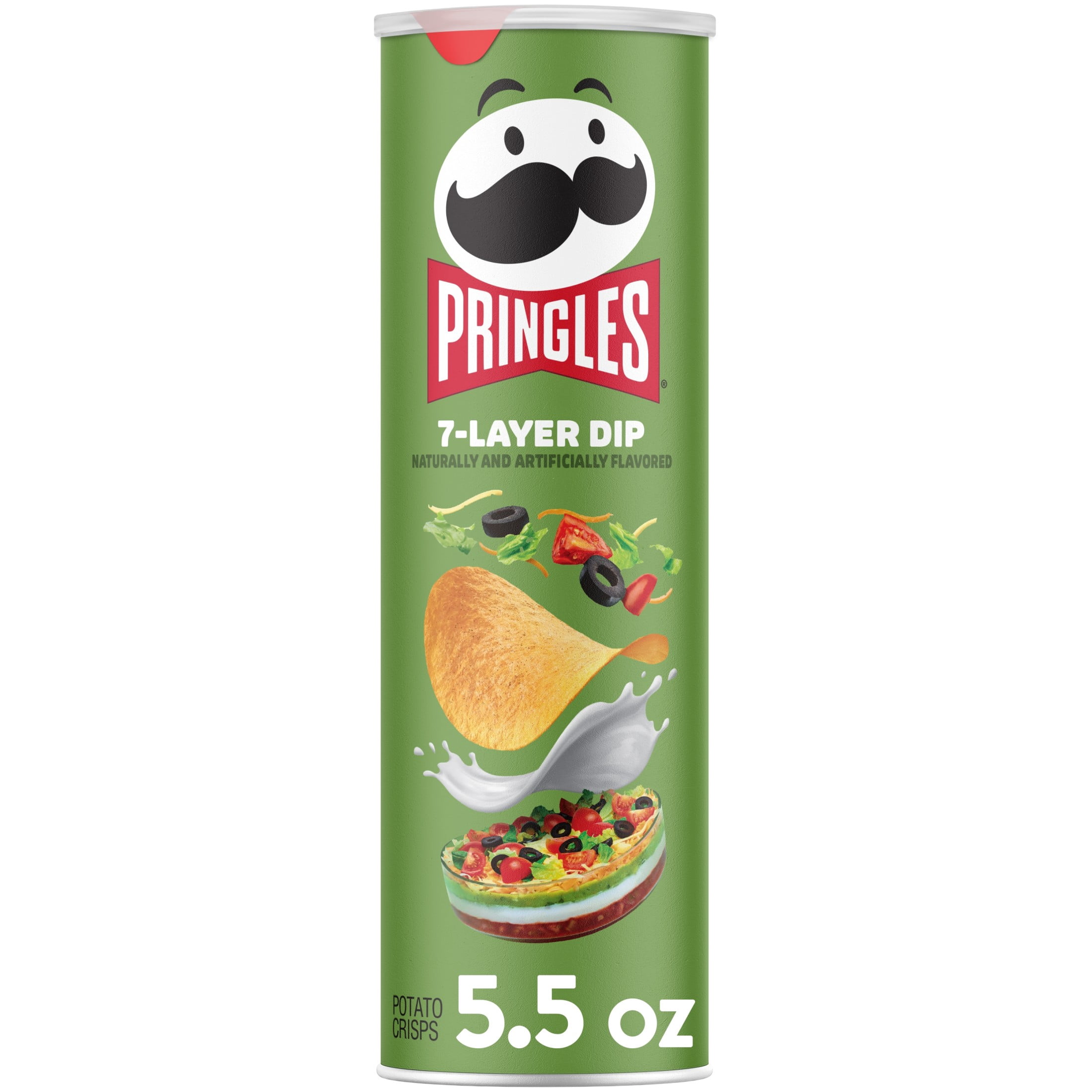 Pringles 7-Layer Dip Potato Crisps Chips, Lunch Snacks, 5.5 oz Canister