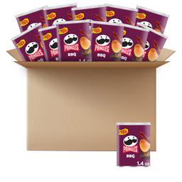 Pringles BBQ Flavored Potato Crisps Chips Grab N Go 1.4 oz Cans (12 Pack) Stackable Crunchy Snack for Lunches & Travel