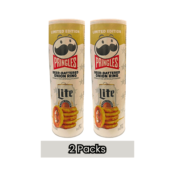 Pringles Beer-Battered Onion Ring Potato Crisps Chips, 5.5 oz Canister, 2-Pack