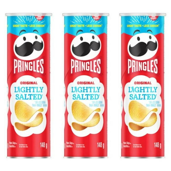 Pringles Canned Potato Chips Lightly Salted 148g (3 Pack)