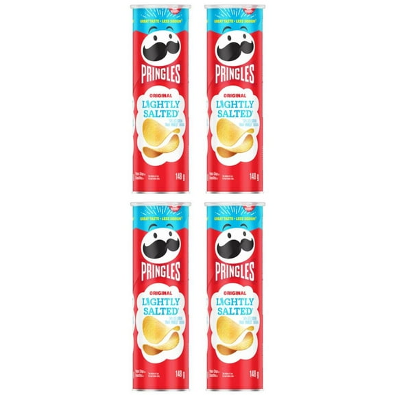 Pringles Canned Potato Chips Lightly Salted 148g (4 Pack)