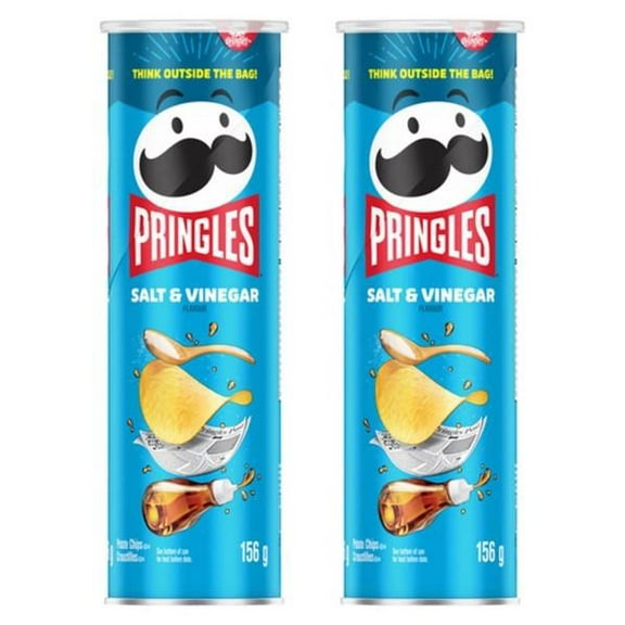 Pringles Canned Potato Chips Salt & Vinegar 156g (2 Pack)