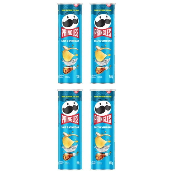 Pringles Canned Potato Chips Salt & Vinegar 156g (4 Pack)