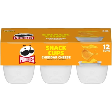 Pringles Cheddar Cheese Potato Crisps Chips, Lunch Snacks, 12 Count