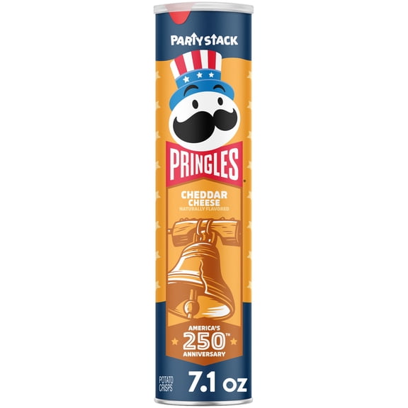 Pringles Cheddar Cheese Potato Crisps Chips, Lunch Snacks, 7.1 oz Canister
