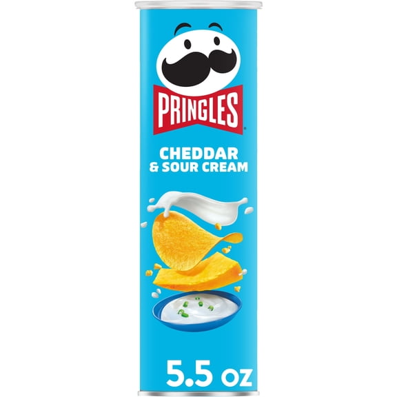 Pringles Cheddar and Sour Cream Potato Crisps Chips, Lunch Snacks, 5.5 oz Canister