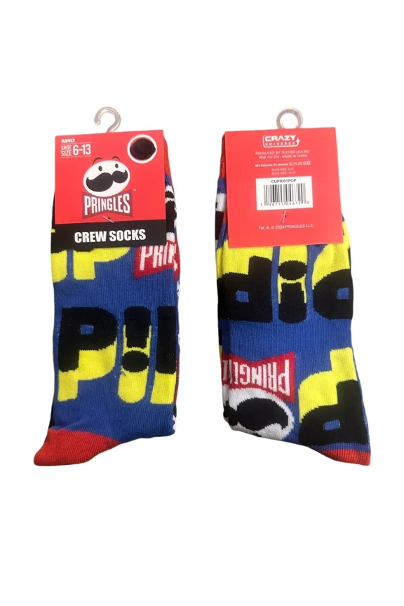 Pringles Crew Socks Blue Red Yellow Black Socks, 1 Pack