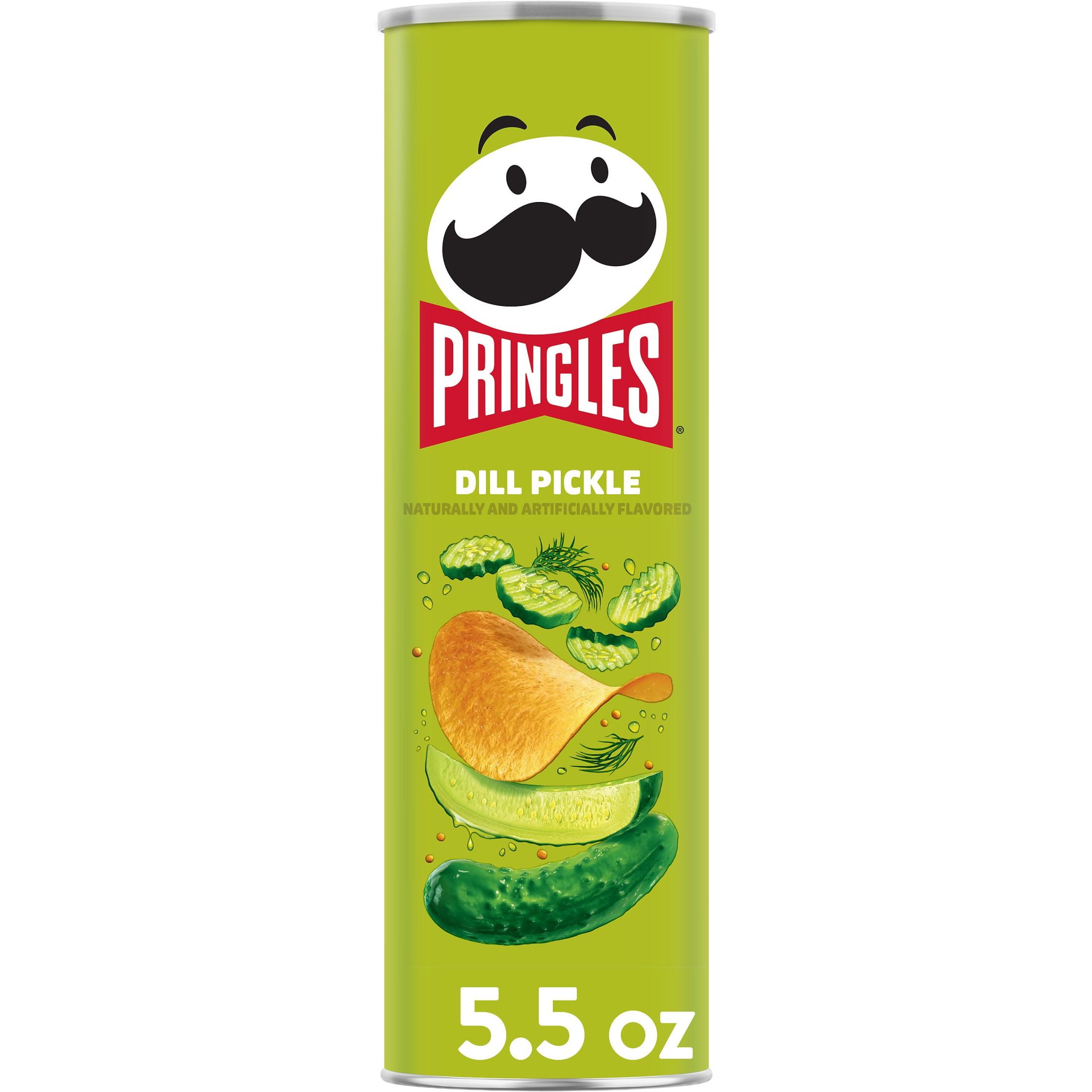 Pringles Dill Pickle Potato Crisps Chips, Lunch Snacks, 5.5 oz Canister
