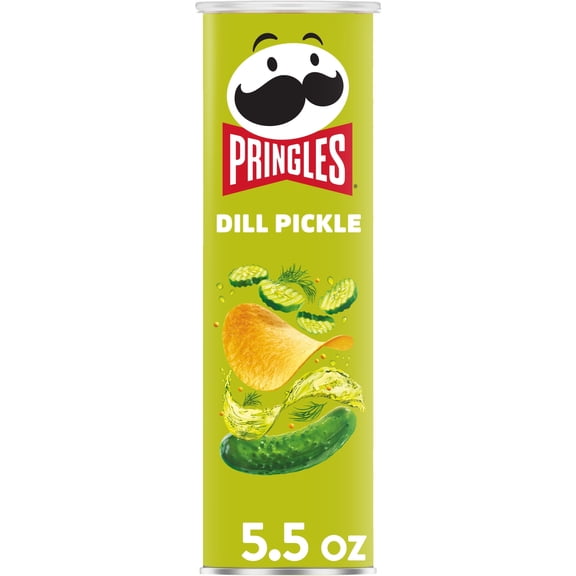 Pringles Dill Pickle Potato Crisps Chips, Lunch Snacks, 5.5 oz Canister