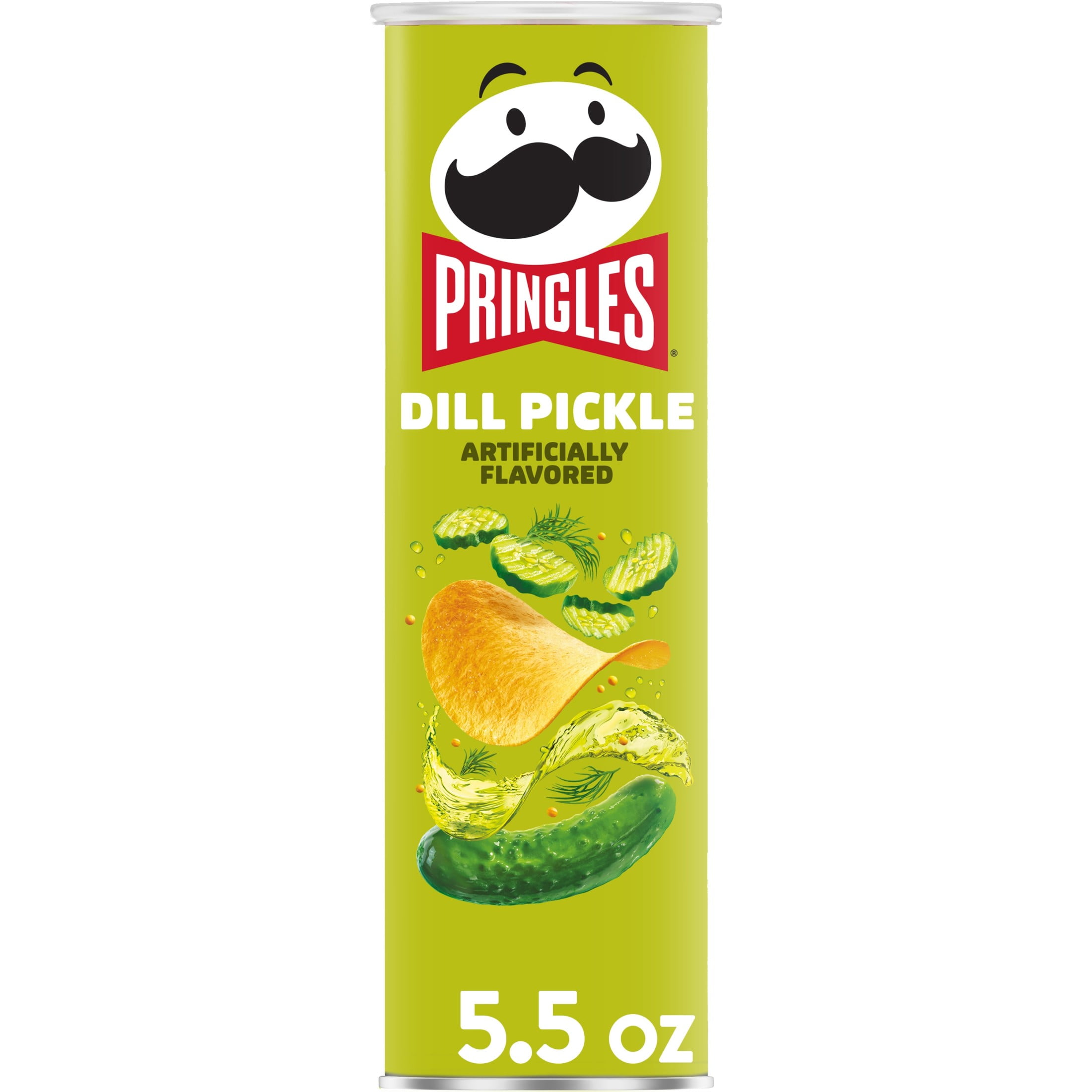 Pringles Dill Pickle Potato Crisps Chips, Lunch Snacks, 5.5 oz Canister