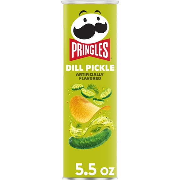 Pringles Dill Pickle Potato Crisps Chips, Lunch Snacks, 5.5 oz Canister