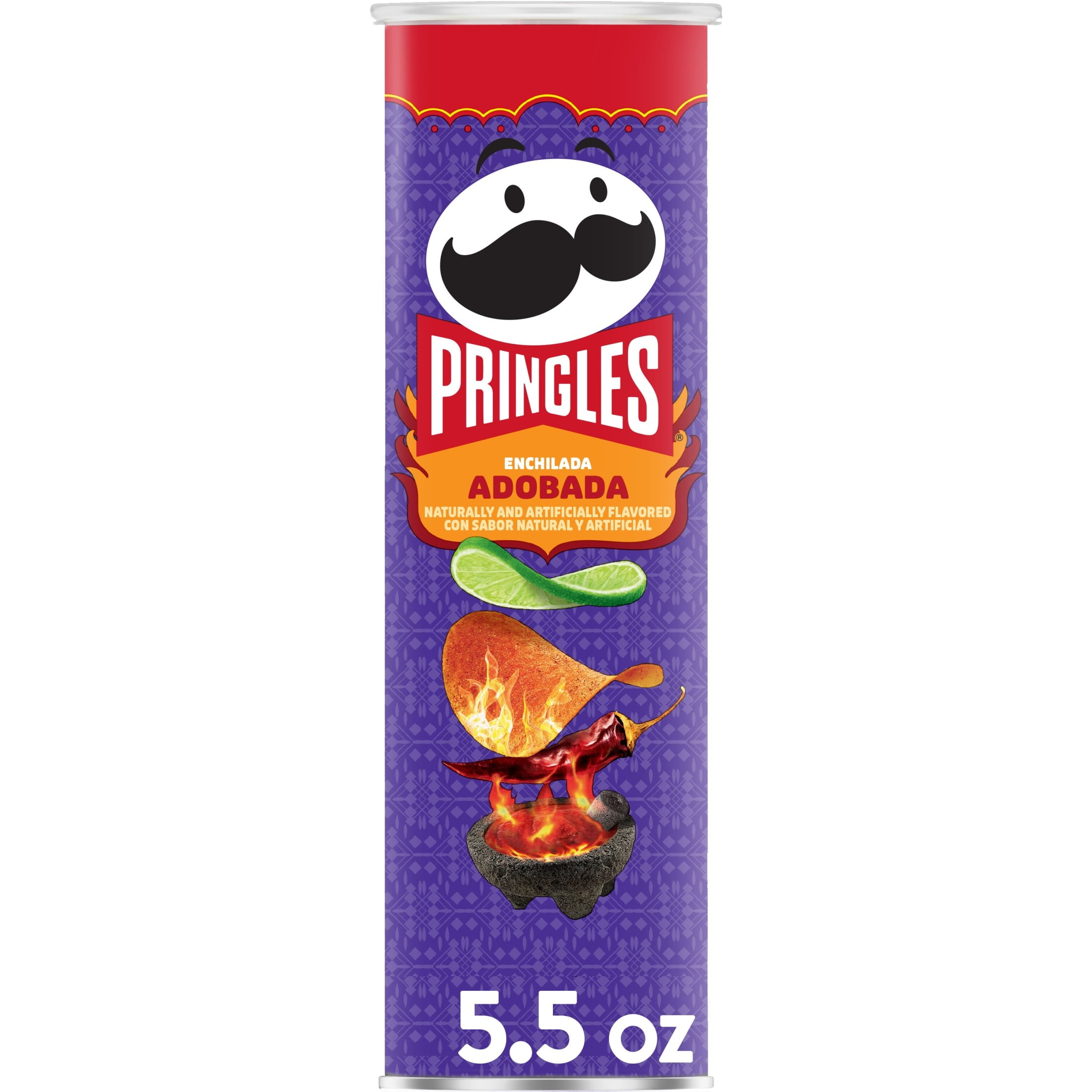 Pringles Enchilada Adobada Potato Crisps Chips, Lunch Snacks, 5.5 oz Canister