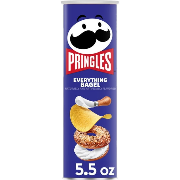 Pringles Everything Bagel Potato Crisps Chips, Lunch Snacks, 5.5 oz Canister