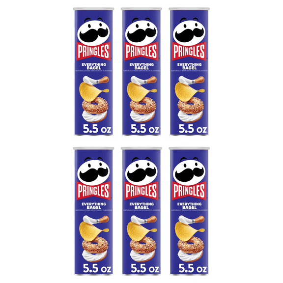 Pringles Everything Bagel Potato Crisps Chips, Lunch Snacks, 5.5 oz (Pack of 6)
