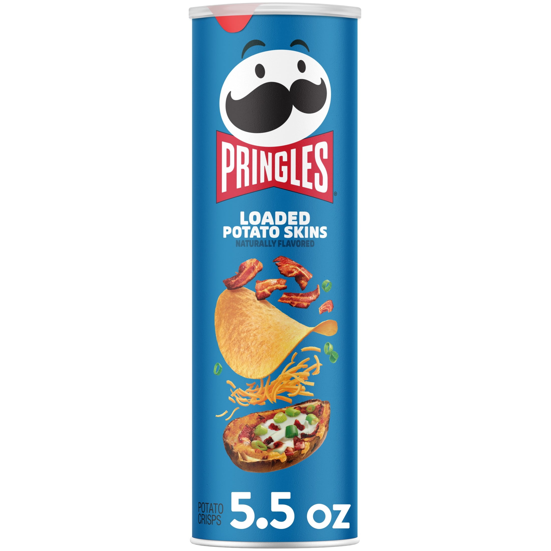 Pringles Loaded Potato Skins Potato Crisps Chips, Lunch Snacks, 5.5 oz Canister