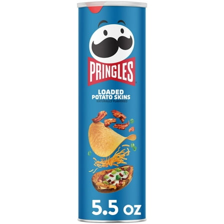 Pringles Loaded Potato Skins Potato Crisps Chips, Lunch Snacks, 5.5 oz Canister