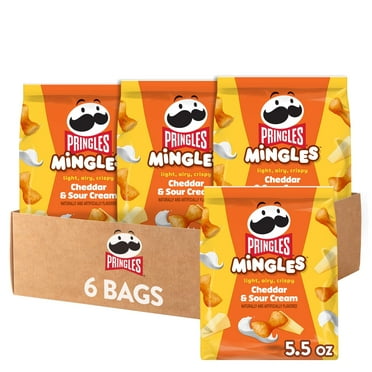 Pringles Mingles Cheddar and Sour Cream Puffed Snacks, Cheese Puffs, 6 Count