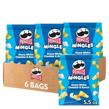 Pringles Mingles Sharp White Cheddar and Ranch Puffed Snacks, Cheese Puffs, 6 Count