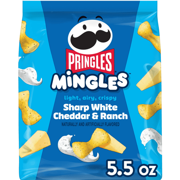 Pringles Mingles Sharp White Cheddar and Ranch Puffed Snacks, Cheese Puffs, 5.5 oz