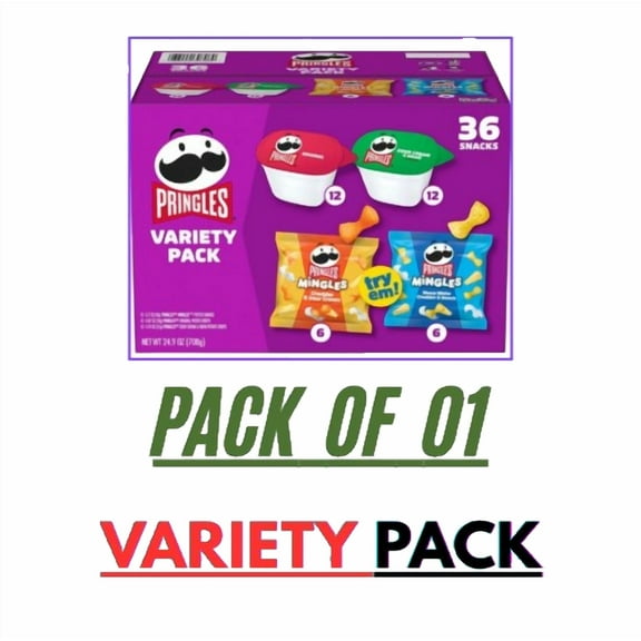 Pringles Mingles and Singles Snack Variety Pack, 36 Count Assorted Flavored Potato Crisps, Individual Snack Packs