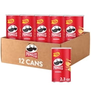 Pringles Potato Crisps Chips, Lunch Snacks, Office and Kids Snacks, Grab N' Go, Original (12 Cans)