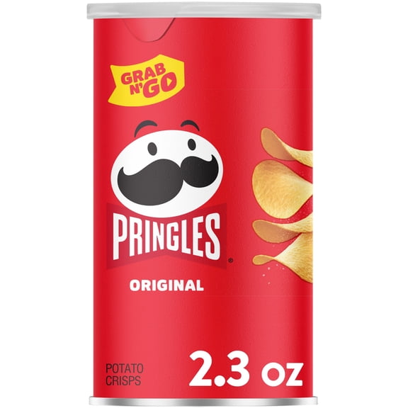 Pringles Potato Crisps Chips, Lunch Snacks, On-the-Go Snacks, Grab N' Go, Original, 2.3oz Can (1 Can)
