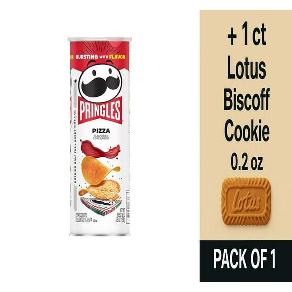 Pringles Pizza Potato Crisps Chips - 5.5 oz - Pack of 1 & Lotus Biscoff Cookie - 0.2 Oz - 1 ct