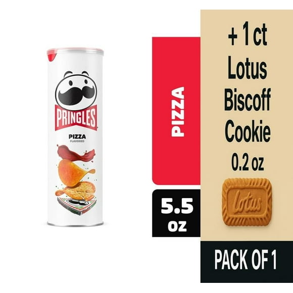 Pringles Pizza Potato Crisps Chips 5.5 oz - Pack of 1 & Lotus Biscoff Cookie - 0.2 Oz - 1 ct