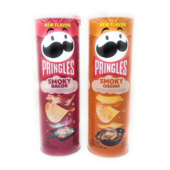 Pringles Potato Chips Flavor Pairing Variety Set 5.5oz - 2 cans (Smoky Bacon & Smoky Cheddar)