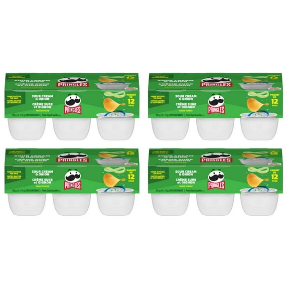Pringles Potato Chips Snack Stackers Sour Cream & Onion 12 x 19g (4 Pack)