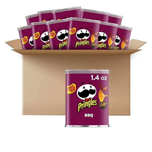 Pringles Small BBQ Potato Crisps Chips, 12 Count, 1.4 oz Each